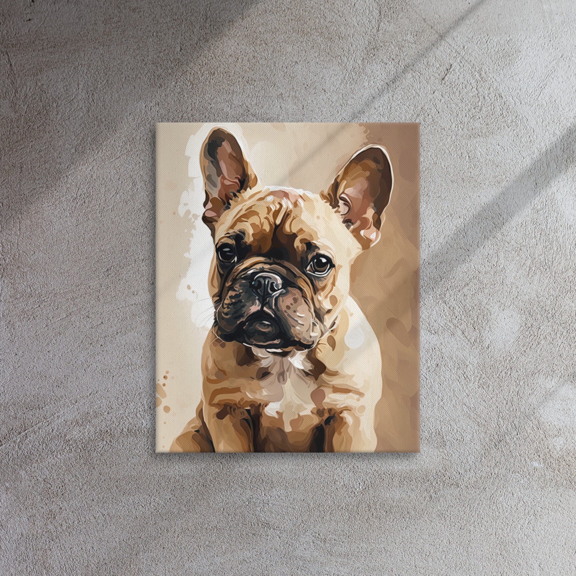 Brown Shoulder Bag With Cream Frenchie - Canvas Art
